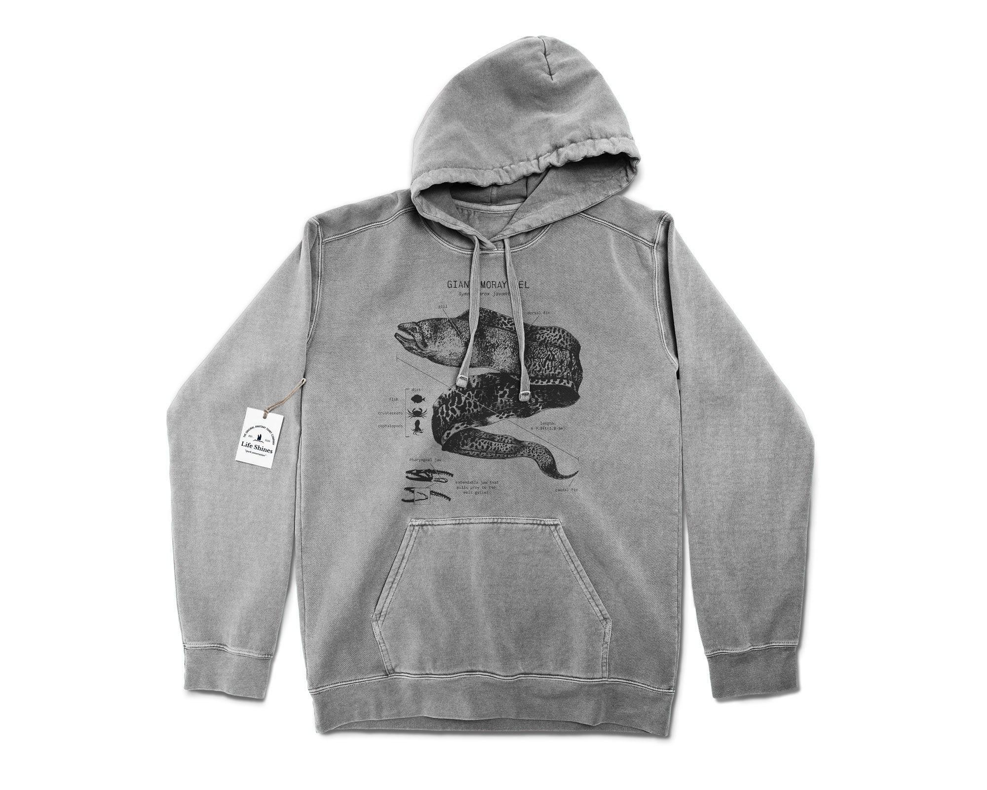 Moray Eel Anatomy Hoodie, Giant Moray Eel Hooded Sweatshirt, Marine Biologist Eel Sweatshirt, Original Moray Eel Art