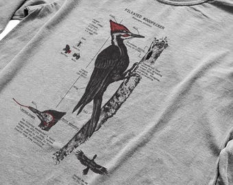 Pileated Woodpecker Anatomy Long Sleeve, Woodpecker Soft Cotton