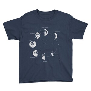 Youth Moon Phase T-shirt, Kids Astronomy Shirt, Moon T-shirt, Kids Space Shirt, Moon Gifts, Astronomy Gifts, Outer Space Moon Phases Shirt image 2