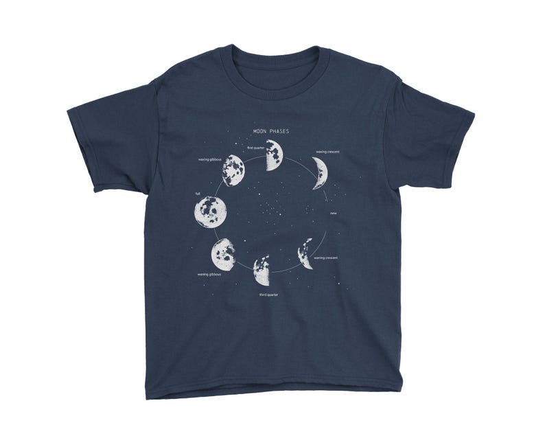 Youth Moon Phase T-shirt, Kids Astronomy Shirt, Moon T-shirt, Kids Space Shirt, Moon Gifts, Astronomy Gifts, Outer Space Moon Phases Shirt image 2