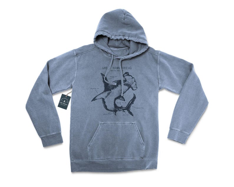 Hammerhead Anatomy Hoodie, Hammerhead Shark Hoodie, Hammerhead Shark Sweatshirt, Marine Biology Hoodie, Hammerhead Shark Art, Shark Artwork image 1