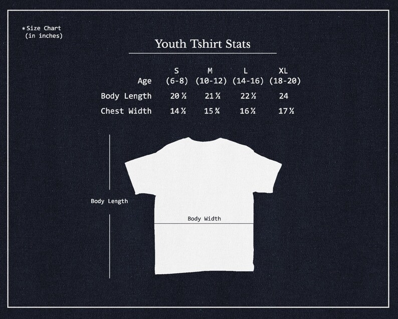 a t - shirt size guide for a youth