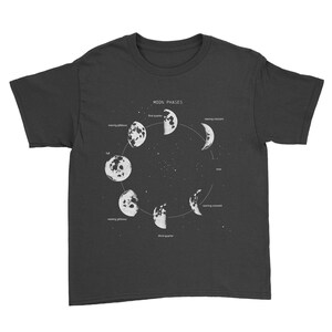 Youth Moon Phase T-shirt, Kids Astronomy Shirt, Moon T-shirt, Kids Space Shirt, Moon Gifts, Astronomy Gifts, Outer Space Moon Phases Shirt image 1