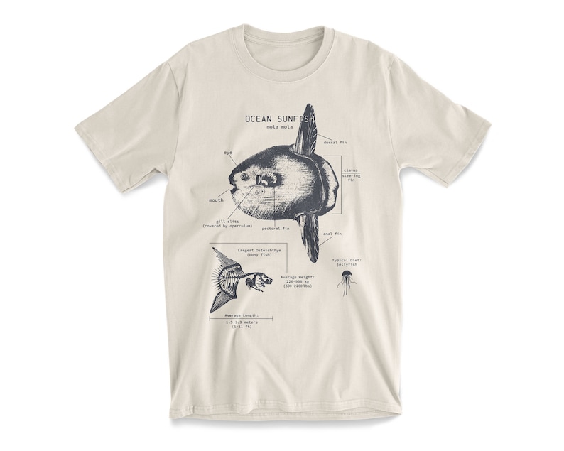Ocean Sunfish Anatomy T-shirt, Mola Mola Tshirt, Science T-shirt, Animal Shirt, Beach T-shirt, Marine Biology, Beach Cover Up, Fish Shirt Natural