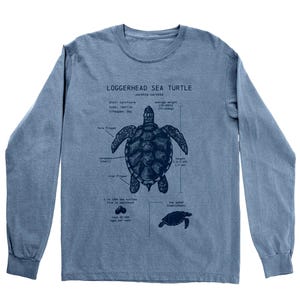 Maglietta a maniche lunghe con anatomia di tartaruga marina, maglietta con tartaruga marina Caretta, regalo per biologo marino, maglietta a maniche lunghe con tartaruga, maglietta da sub, regalo per tartaruga marina