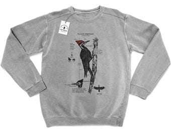 Pileated Woodpecker Anatomy Sweatshirt: Hand Screen Printed Bird Watching Sweatshirt