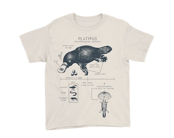 Youth Platypus Anatomy T-shirt, Kid's Platypus T-shirt, Australian Wildlife Shirt for Kids, Biology Shirt, Platypus Gifts for Kids