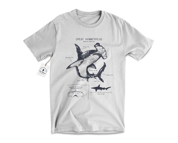 Great Hammerhead Anatomy T Shirt, Hammerhead Shirt, Shark Biology