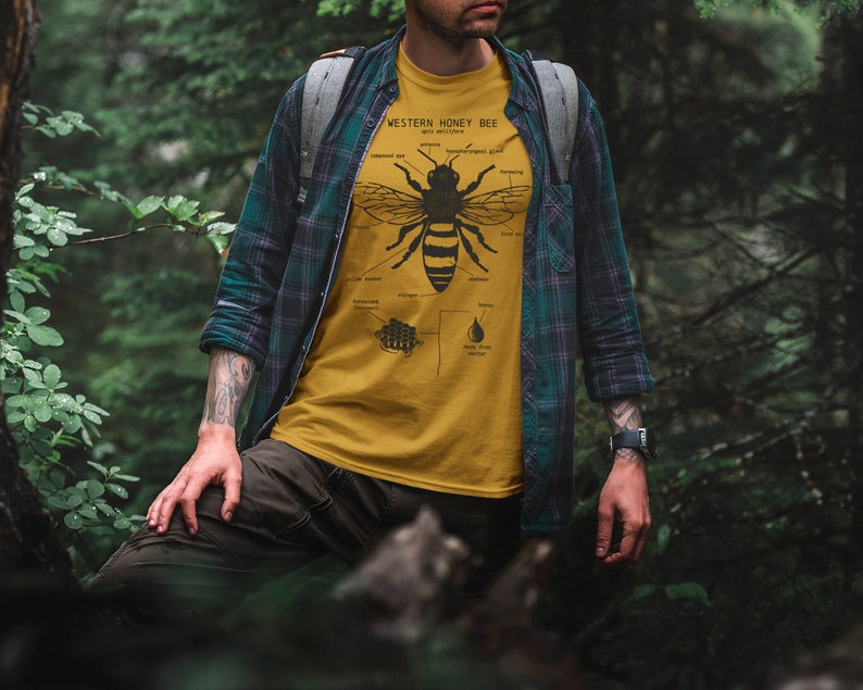Honey Bee Anatomy T shirt, Western Honey Bee T Shirt, Bee Keeper Shirt, Original Bee Artwork, Honey Bee Biology, Honey Bee Animal Anatomy™ image 4