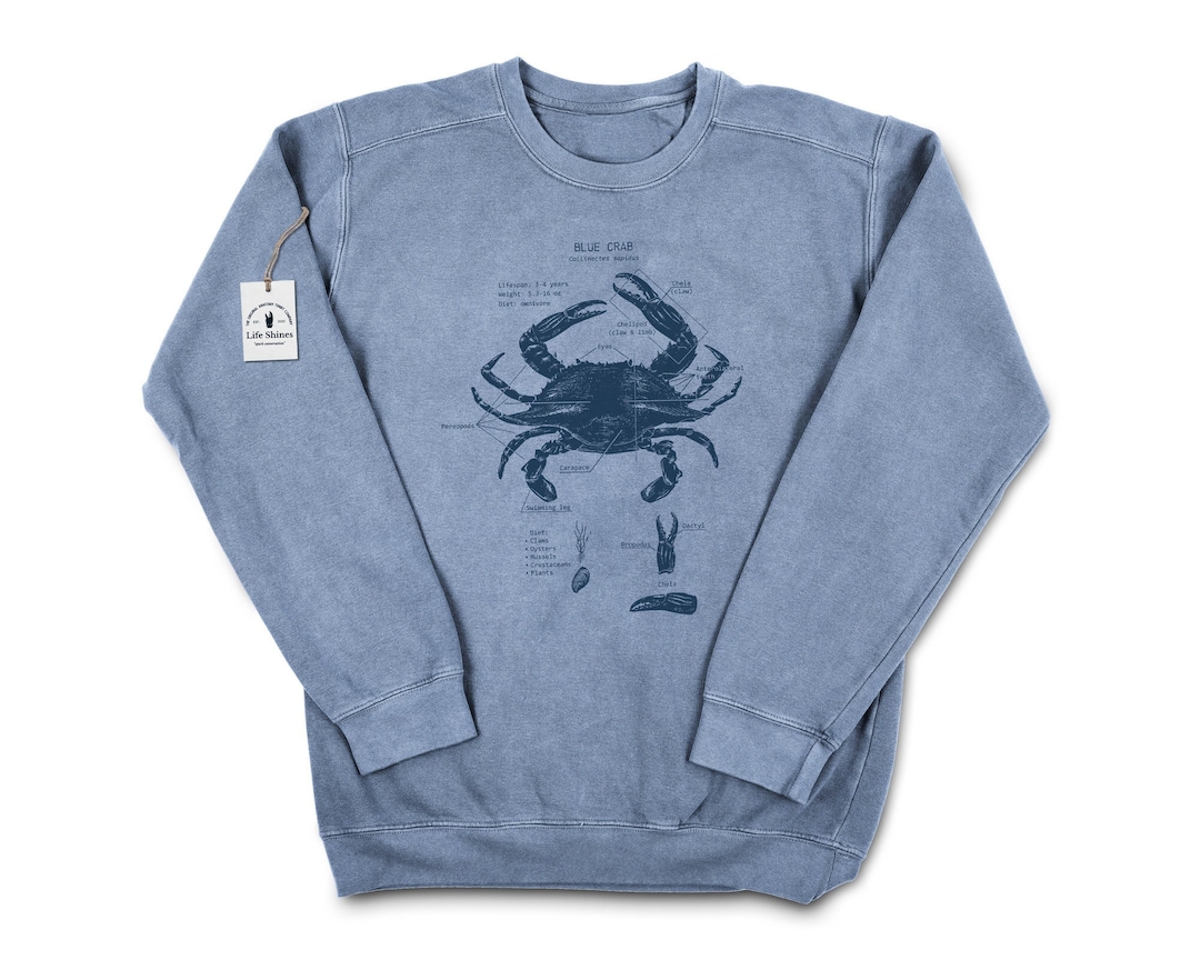Blue Crab Anatomy Sweatshirt, Crab Sweatshirt, Chesapeake Bay Crab