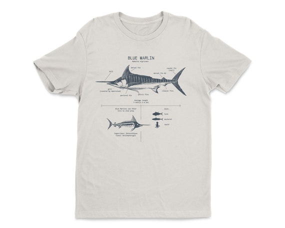 Blue Marlin Anatomy T Shirt, Blue Marlin T Shirt, Marine Biology Gifts, Fishing Gift, Blue Marlin Screen Print, Fishing Shirt