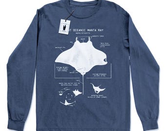 Manta Ray Anatomy Long Sleeve, Manta Ray Shirt, Marine Biology Shirt, Manta Ray Long Sleeve, Science Illustration, Manta Ray Gifts