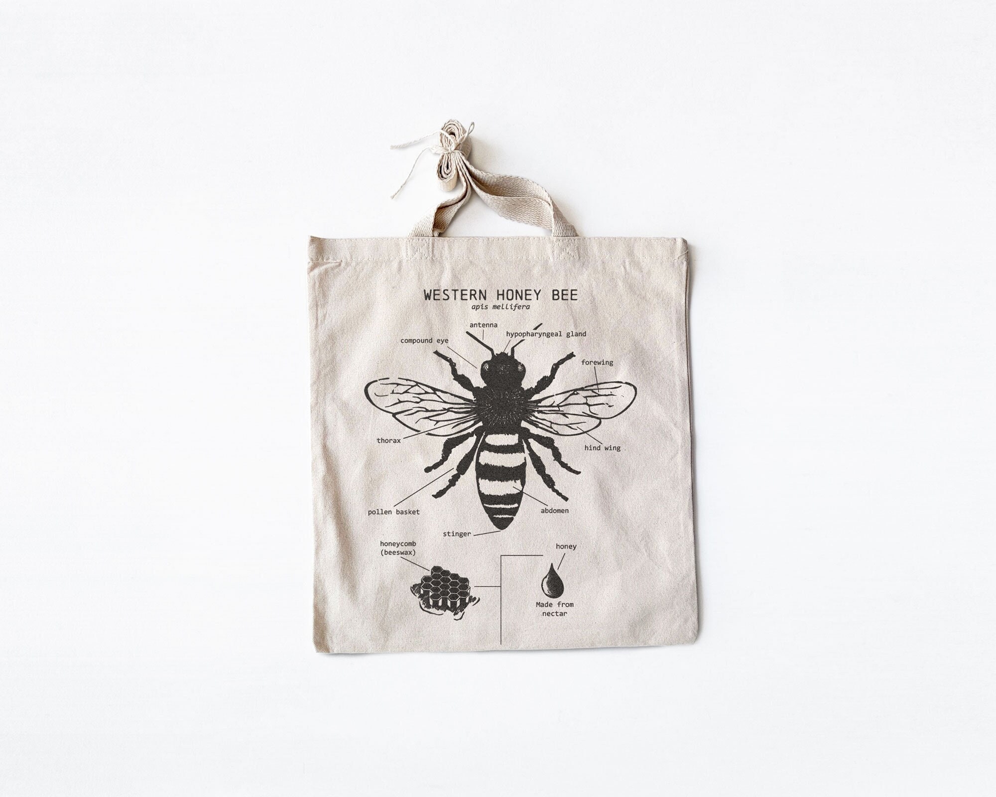Shabby Chic Bumble Bee Canvas Tote Bag Large Cotton Reusable
