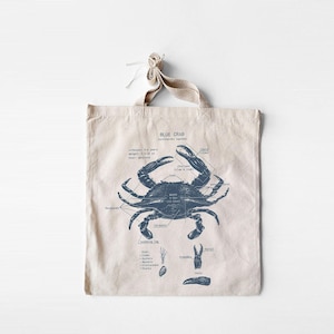 Blaue Krabbe Anatomie Tasche, Chesapice Bay Krabbe Tasche, Maryland Krabbe Tasche, Original Krabbe Siebdruck, Blaue Krabbe Geschenk