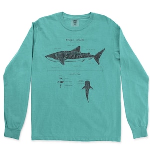 Walhai Anatomie Langarm, Haifisch Shirt, Walhai T-Shirt, Meeresbiologie Shirt, Wissenschaft Shirt, Strand Langarm, Walhai Geschenke Sea Moss Green