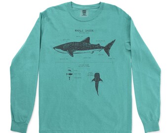 Whale Shark Anatomy Long Sleeve, Shark Shirt, Whale Shark T-shirt, Marine Biology Shirt, Science Shirt, Beach Long Sleeve, Whale Shark Gifts