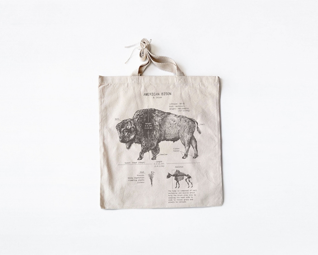Bison Anatomy Tote Bag Yellowstone Bison Tote Bag Bison Etsy