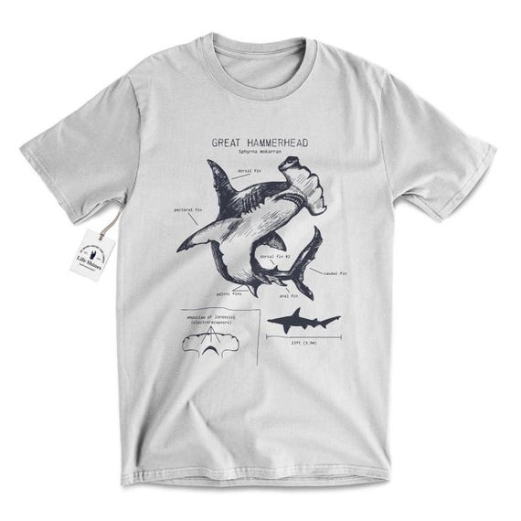 Great Hammerhead Anatomy T Shirt, Hammerhead Shirt, Shark Biology Shirt, Hammerhead Gift, Marine Biology T Shirt, Original Hammerhead Art