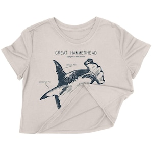 Hammerhead Anatomy Crop Top, Hammerhead Shark Crop Top, Shark Gifts for Girls, Hammerhead Shirt for Women, Marine Biology Crop Top Sand