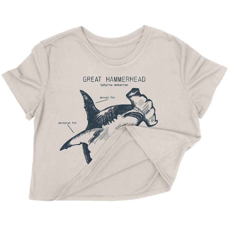 Hammerhead Anatomy Crop Top, Hammerhead Shark Crop Top, Shark Gifts for Girls, Hammerhead Shirt for Women, Marine Biology Crop Top Sand