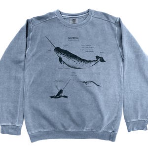 Narwhal Anatomy Sweatshirt: Marine Biology Gift, Screen Printed Sweater image 2