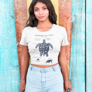 Sea Turtle Anatomy Crop Top: Loggerhead Screen Print