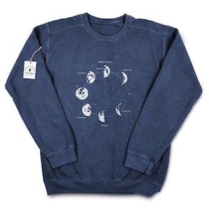 Moon Phase Sweatshirt: Astronomy Celestial Art - Hand Screen Printed Moon Diagram Sweatshirt