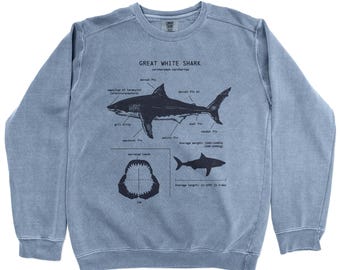 Great White Anatomy Sweatshirt, Shark Sweatshirt, Nautical Art, Science Illustration, Great White Shark, Shark Sweatshirt, Shark Gifts