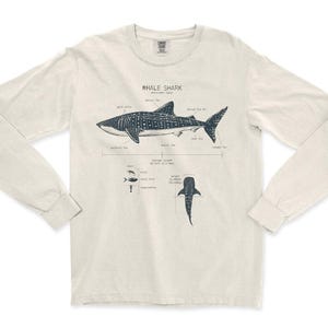 Walhai Anatomie Langarm, Haifisch Shirt, Walhai T-Shirt, Meeresbiologie Shirt, Wissenschaft Shirt, Strand Langarm, Walhai Geschenke Sand