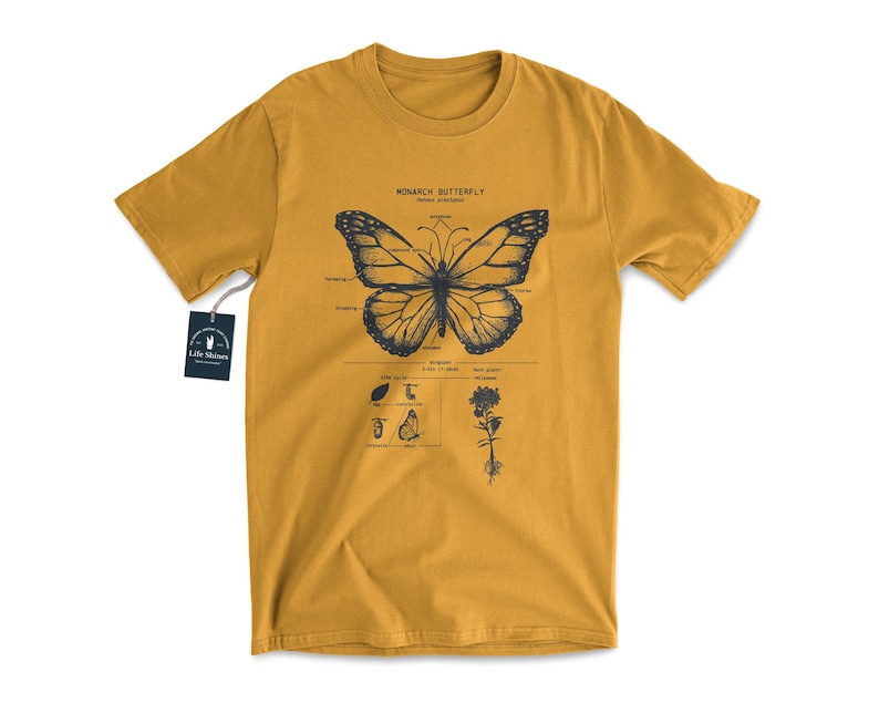 Monarch Butterfly Anatomy T shirt, Monarch Butterfly Shirt, Gardener T Shirt, Botanical T Shirt, Lepidopterology Shirt Honey
