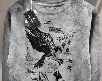 Ink Splatter Osprey Anatomy Sweatshirt: Hand-Screened Bird Diagram