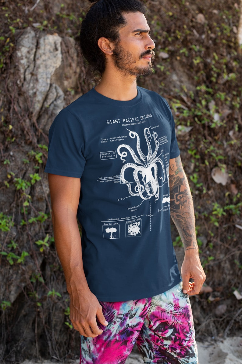 Octopus Anatomy T-shirt, Beach Tee, Octopus Shirt, Octopus Gifts, Marine Biology Gifts, Original Octopus Drawing image 6