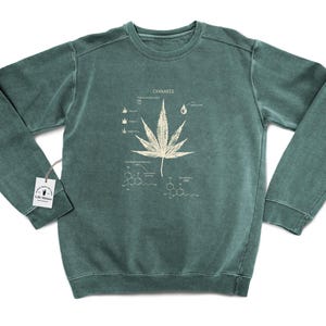 Cannabis Diagram Sweatshirt, Cannabis Sweatshirt, Botanical Cannabis Art, Marijuana Art, Cannabis Gifts, Screen Printed Marijuana Sweatshirt image 1