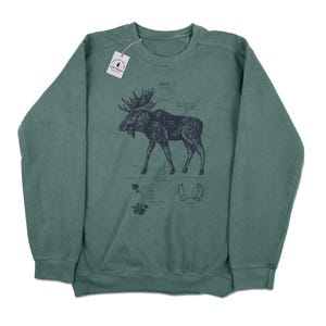 Moose Anatomy Sweatshirt, Moose Crewneck Sweatshirt, Wildlife Sweatshirt, Camping Shirt, Canadian Moose Sweatshirt, Vintage Moose Print