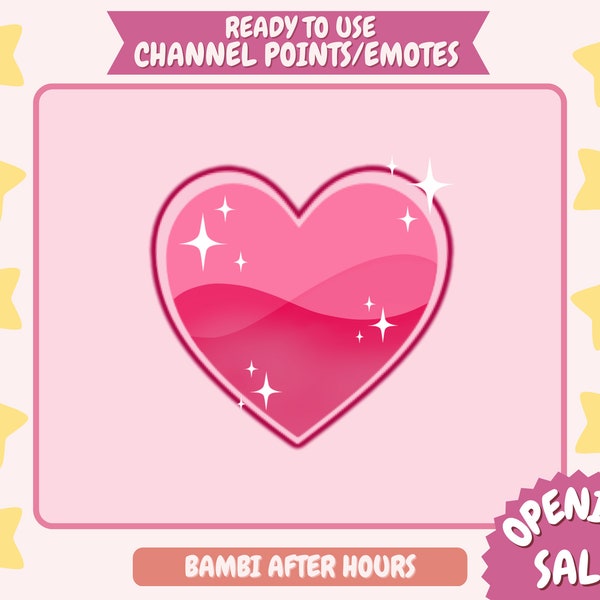 Sparkly Heart Channel Points Emote, Anime Style, Kawaii, ready to use, starter emotes