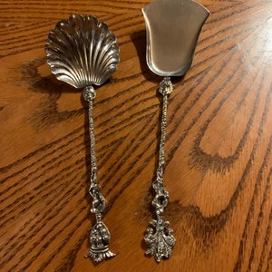Italian 800 Silver Figural Cherub Serving Spoons