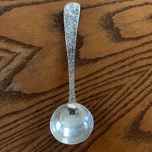S Kirk & Son Sterling Silver 925 Repousse Floral Pattern Gravy Spoon