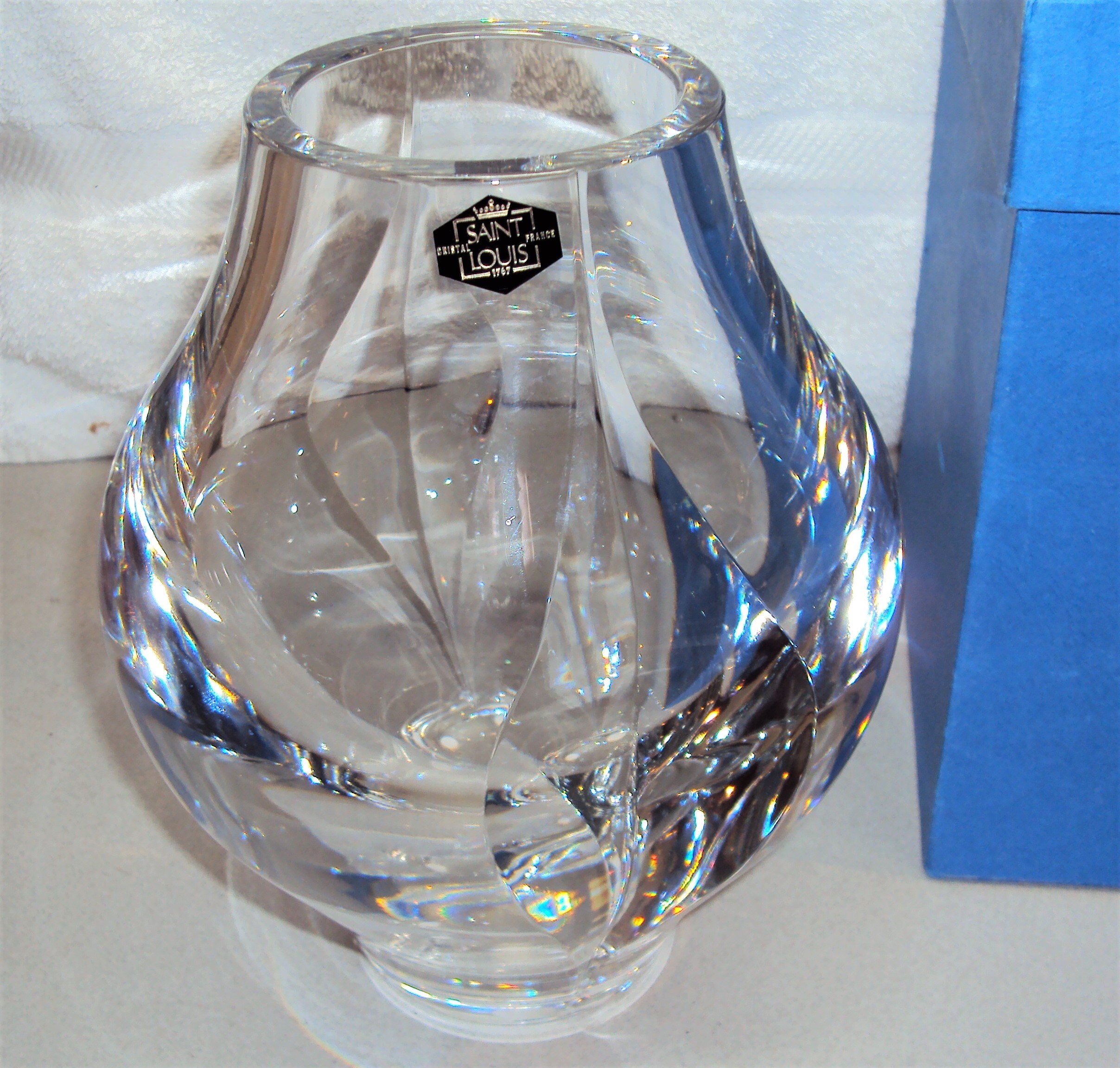 St Louis France Crystal Art Glass Teardrop Vase MIB Mint in Etsy