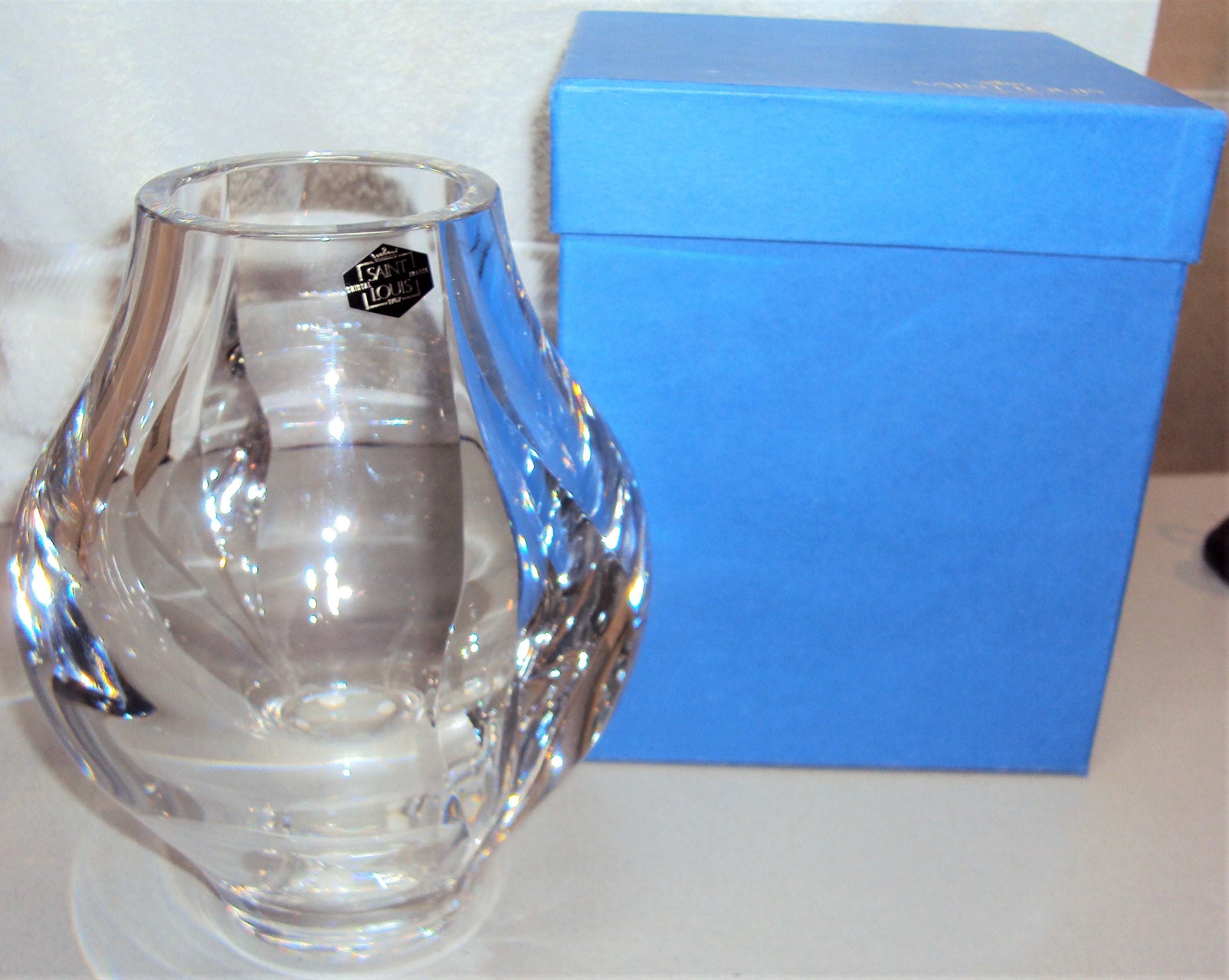 St Louis France Crystal Art Glass Teardrop Vase MIB Mint in Etsy