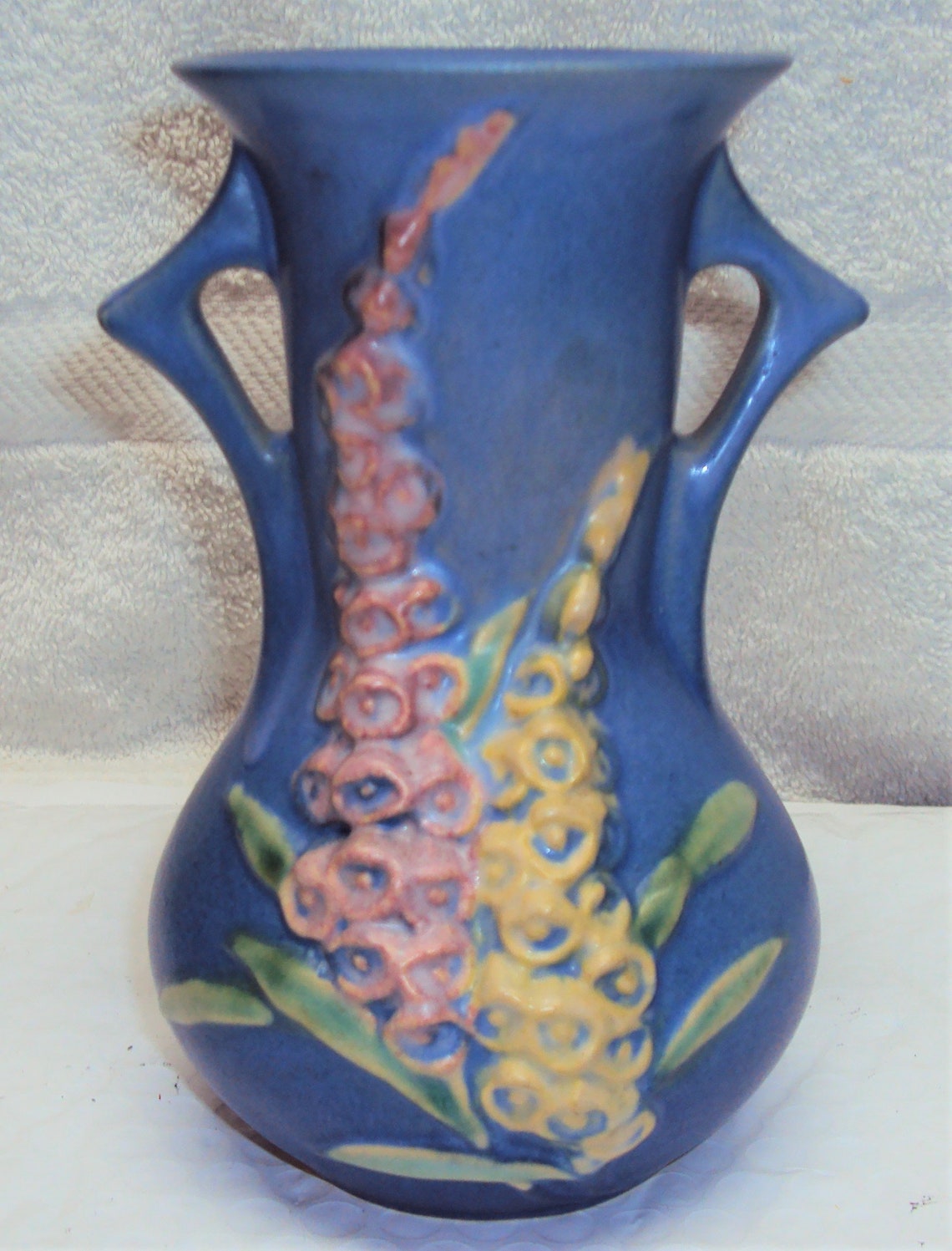 Roseville Blue Foxglove Vase 436 Excellent Damage Free Etsy