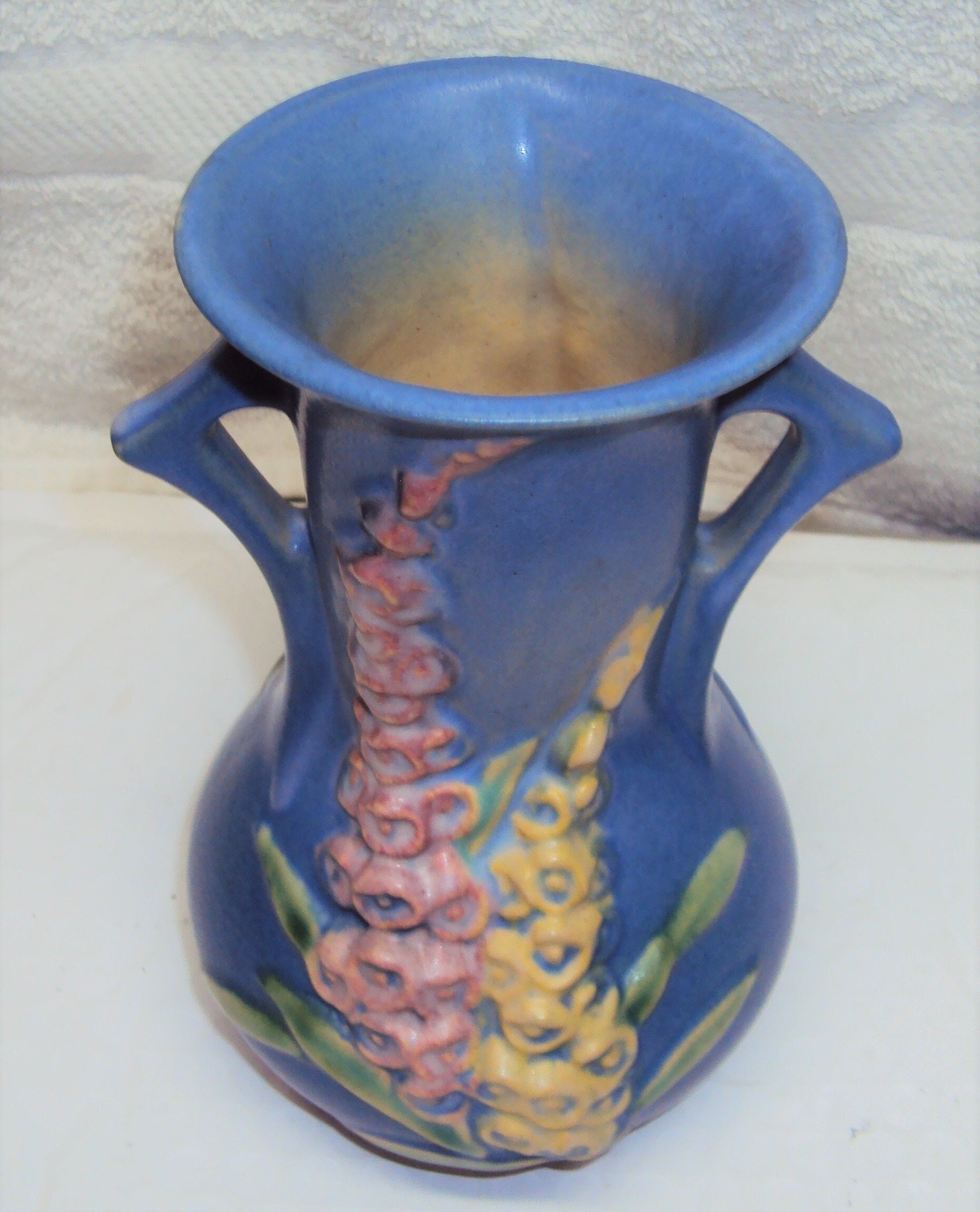 Roseville Blue Foxglove Vase 436 Excellent Damage Free Etsy