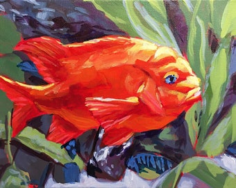 ArtSenyaによる金魚の油絵オリジナル水中動物アートギフト - Etsy 日本