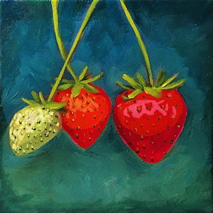 Strawberry painting, Original Acrylic Painting, strawberry Artwork
