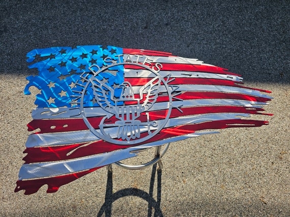 United States Navy layered tattered flag