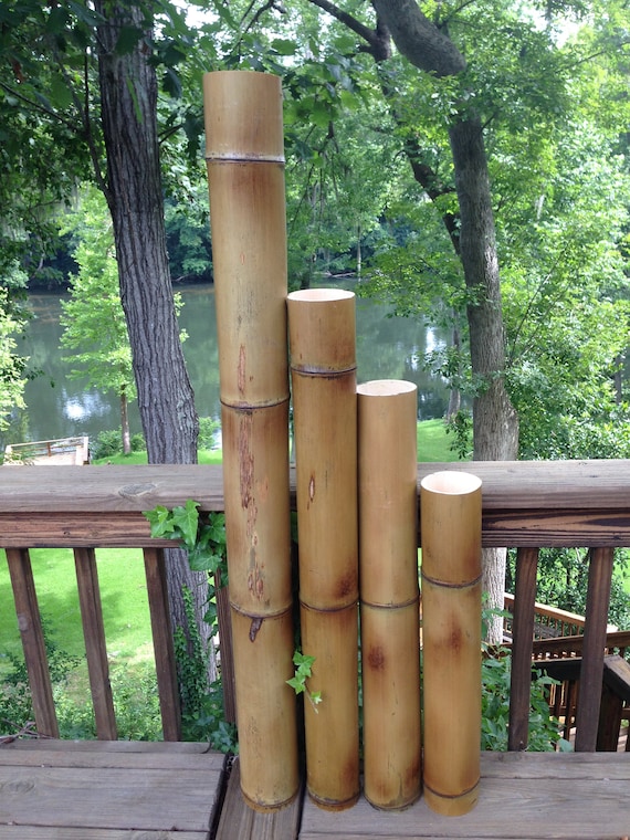 2.5"Diam. Lot of 2 Moso Flame Cured Bamboo PolesIndoor