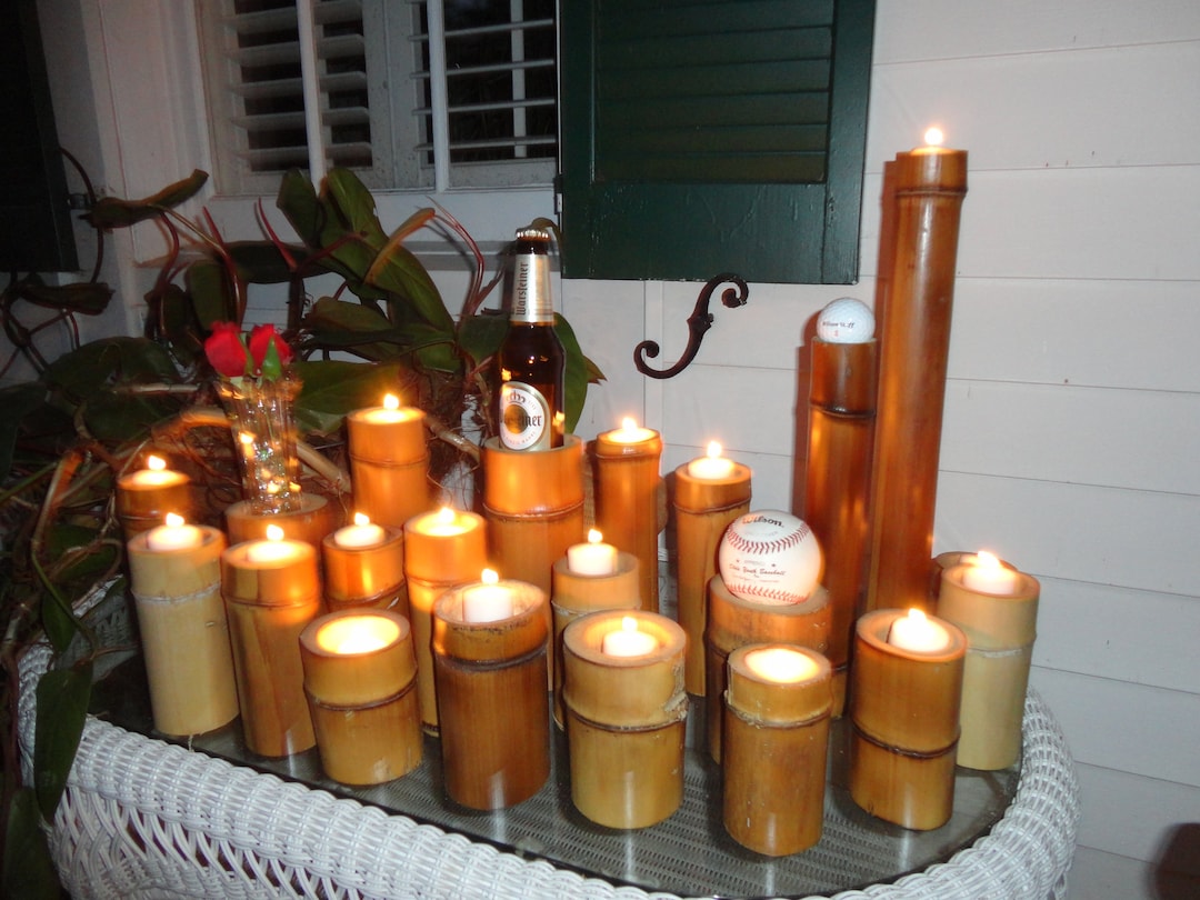 Bamboo Candle Holders Lot of 9 Flame Cured Moso 2.5 Etsy