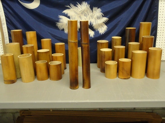 Bamboo Tube Sections Lot of 12 Flame Cured Bamboo Pole 1.5 to 5