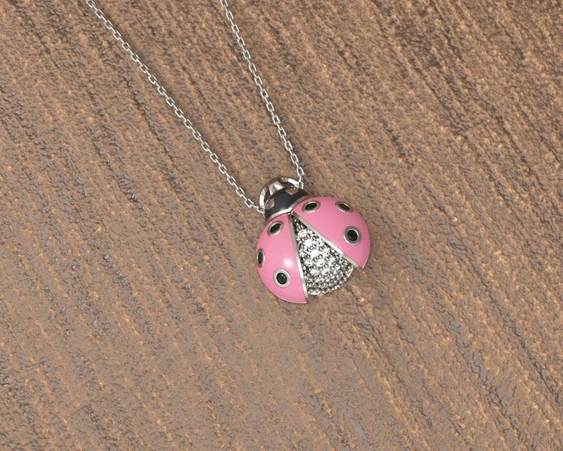 Ladybug Necklace 14K Solid Gold Pendant Necklace Gift For Etsy