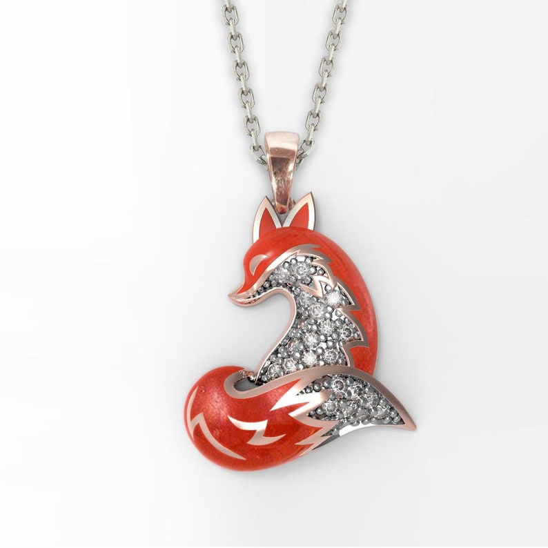 Fox Pendant Necklace 14K Solid Gold With or Without Chain Etsy