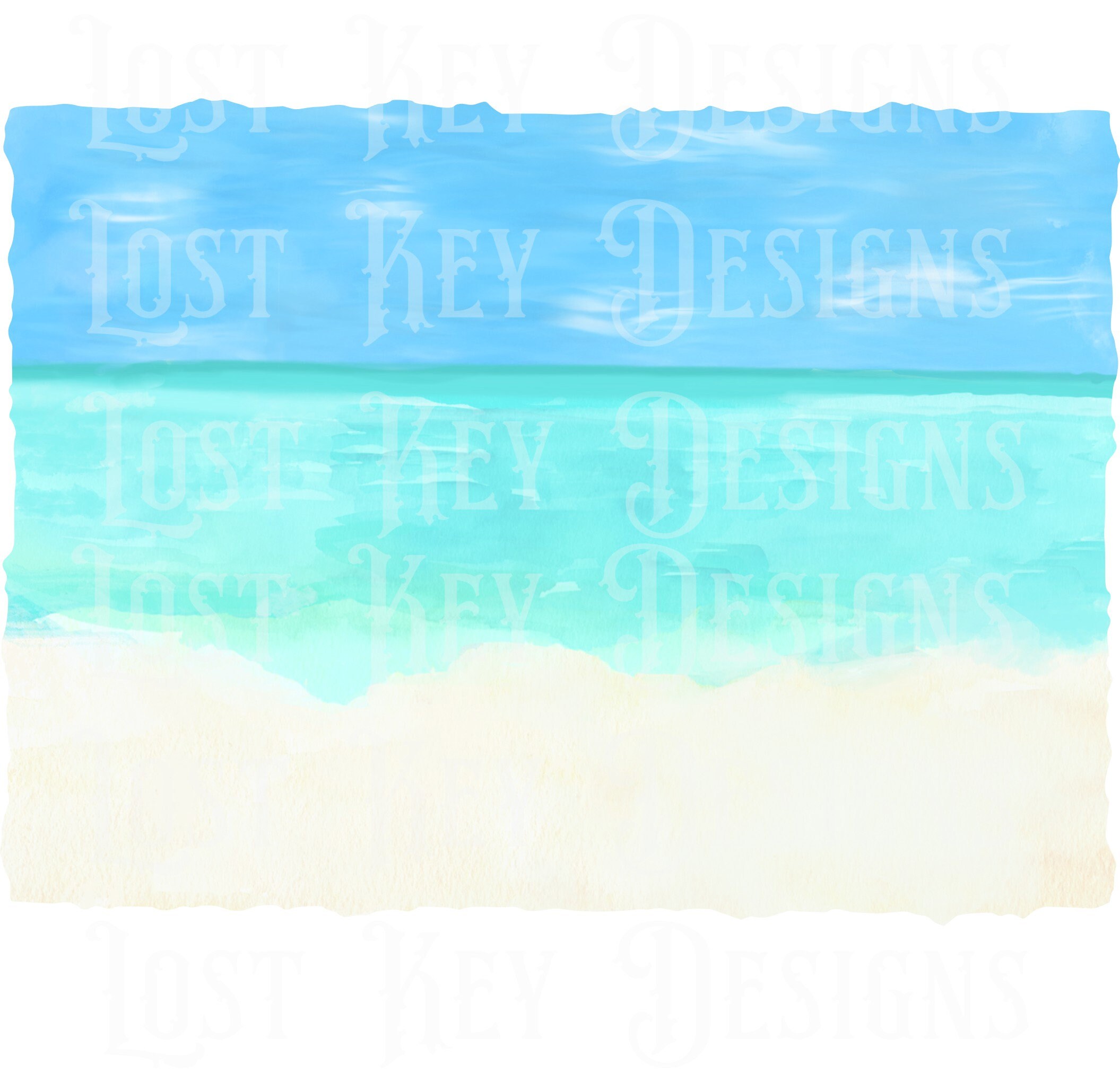 PNG Beach Ocean Sky Seashore Background Watercolor Digital Download ...